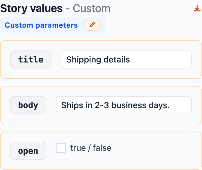 Custom parameter input form