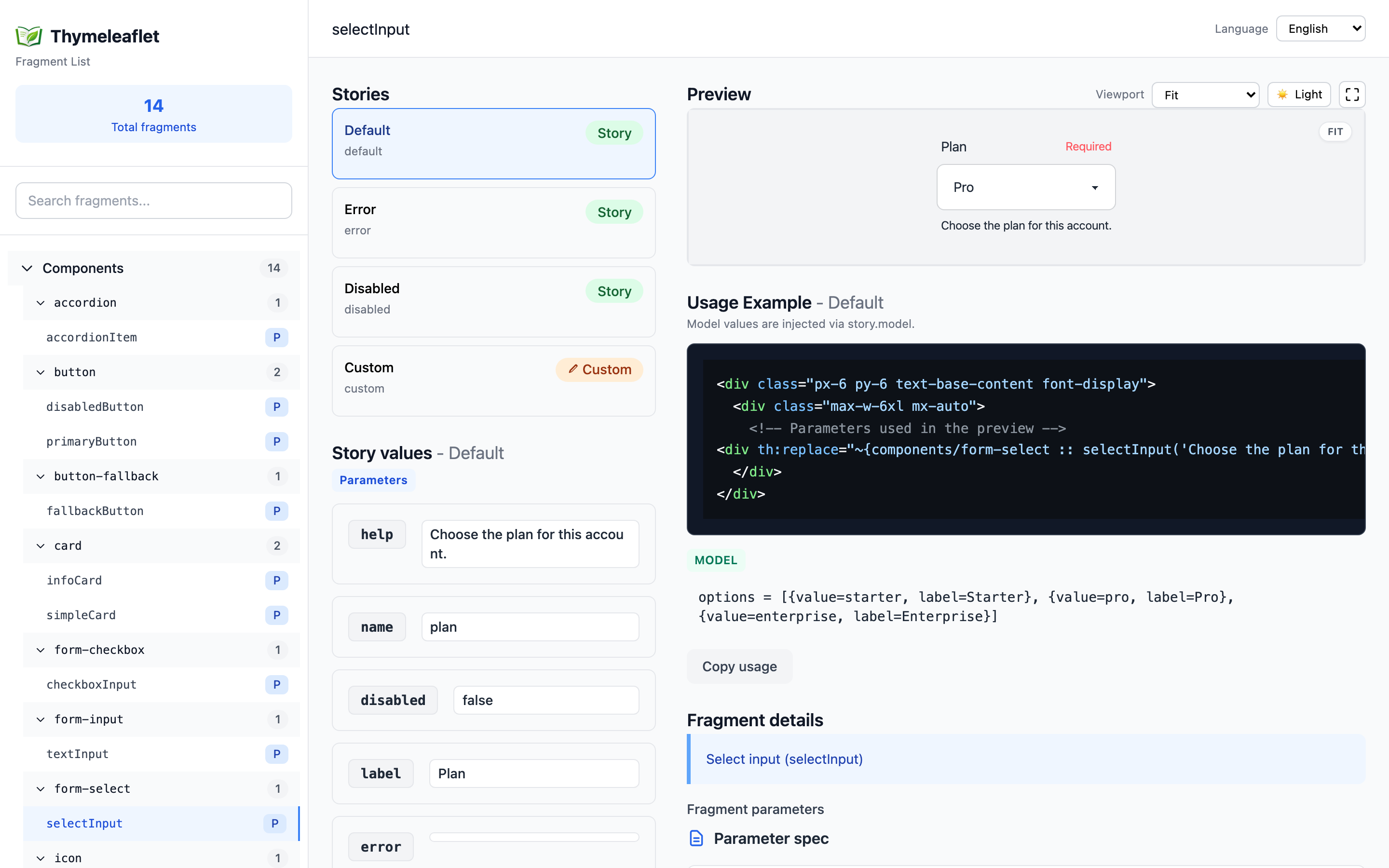 Overview of the Thymeleaflet UI